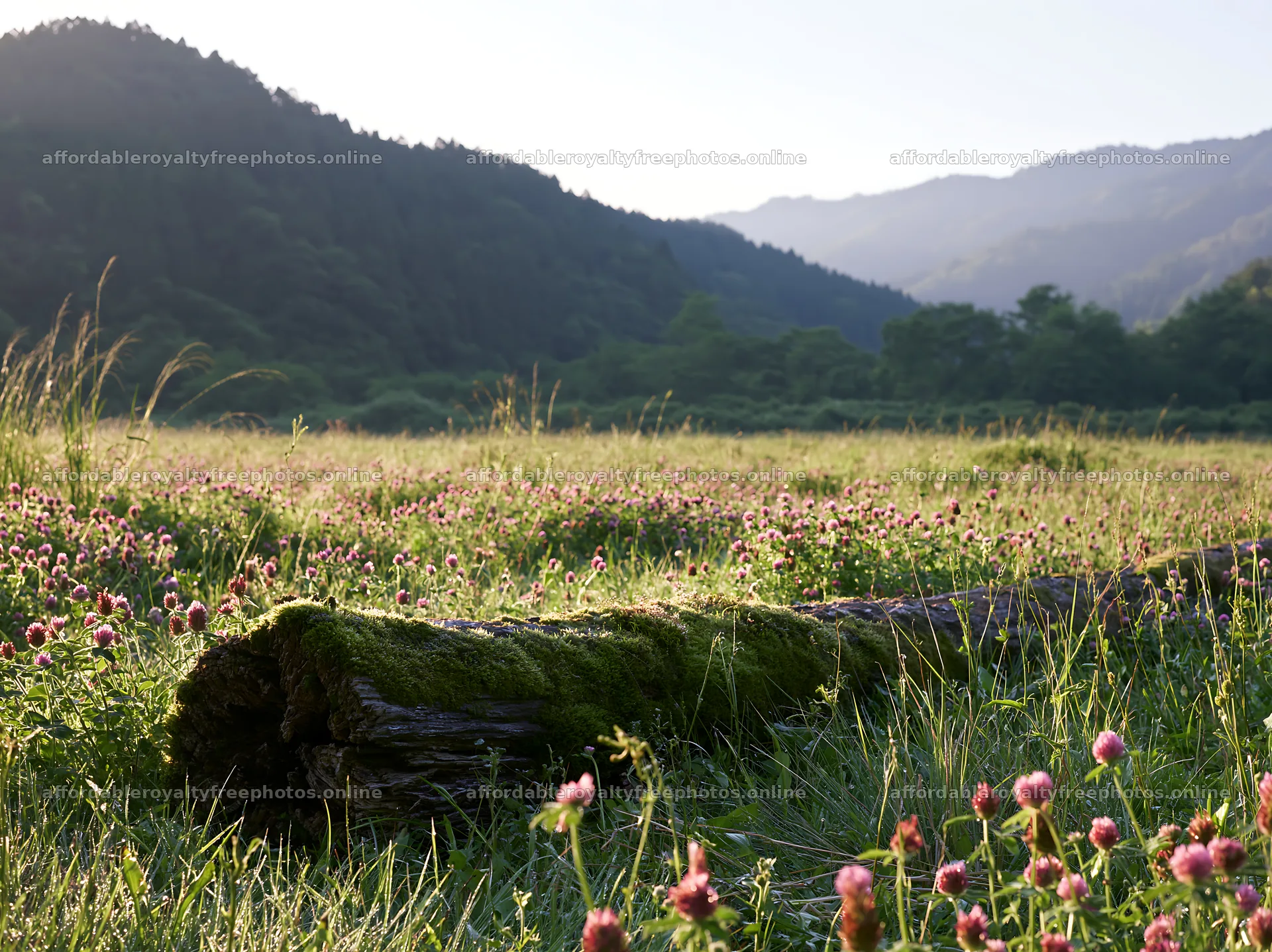 Mossy log in Gifu low carbon meadow at sunrise – royalty-free photos 9174x6866
