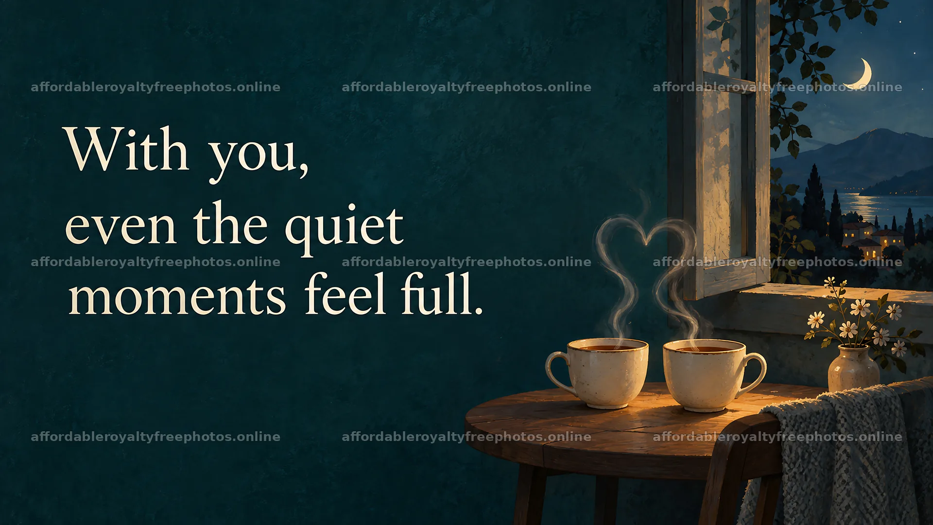 Quiet Moments Together Romantic Greeting Illustration – royalty-free photos 10324x5812