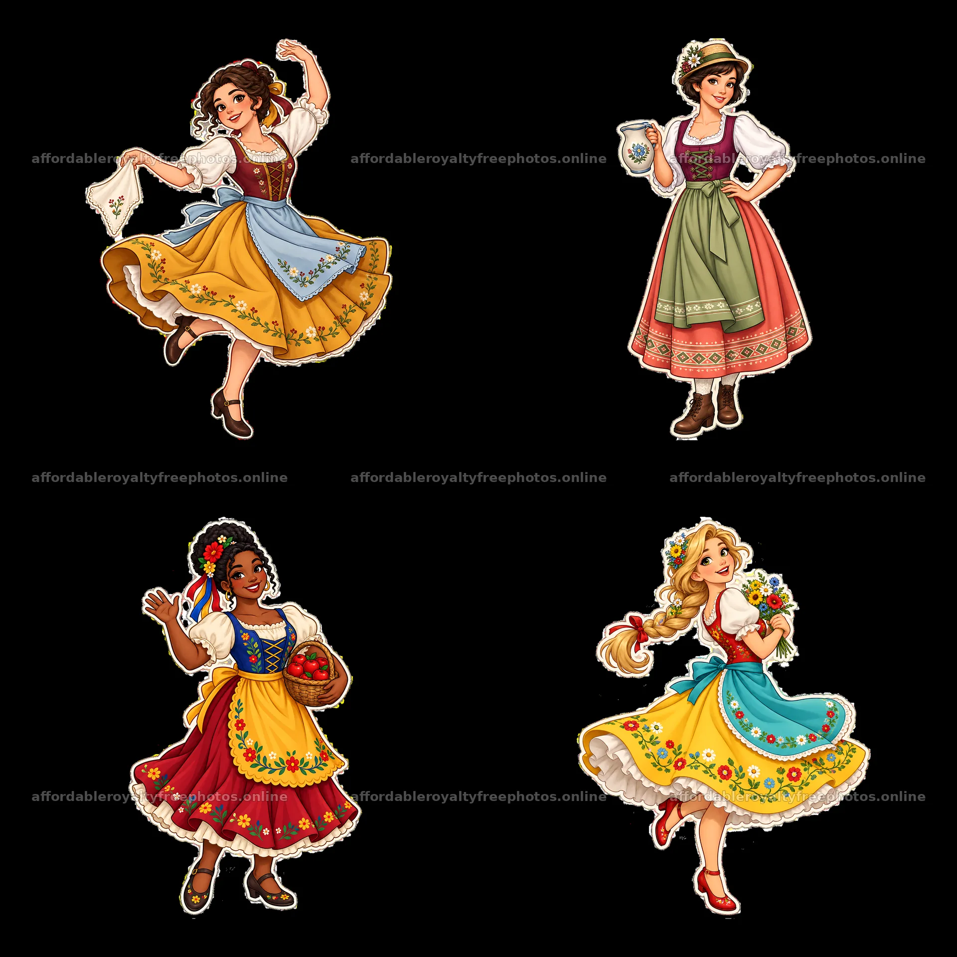 Women in traditional folk dresses celebrating culture – royalty-free photos 7746x7746