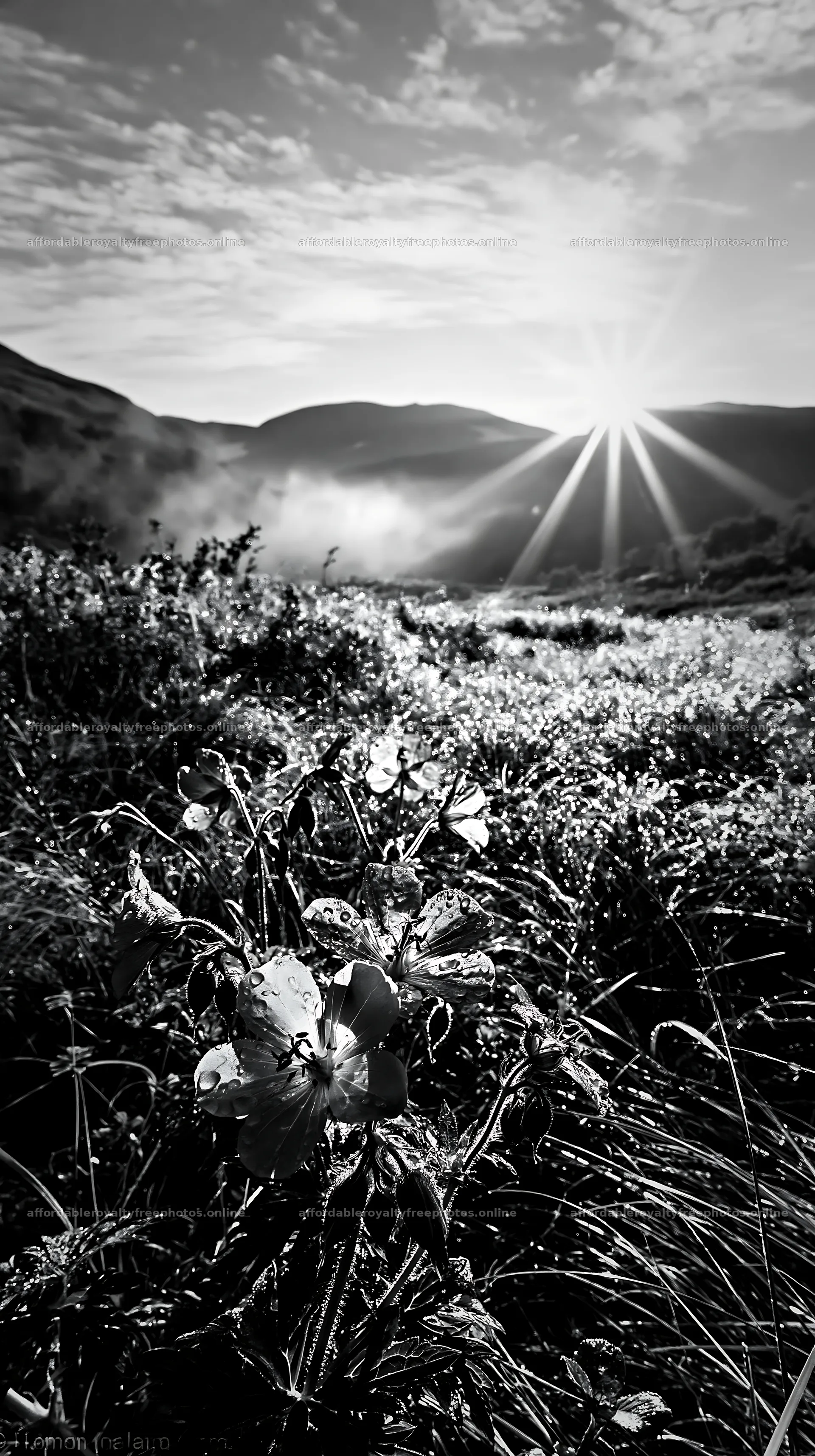 Sunbeams shining over Jotunheimen valley meadow with – royalty-free photos 5938x10608