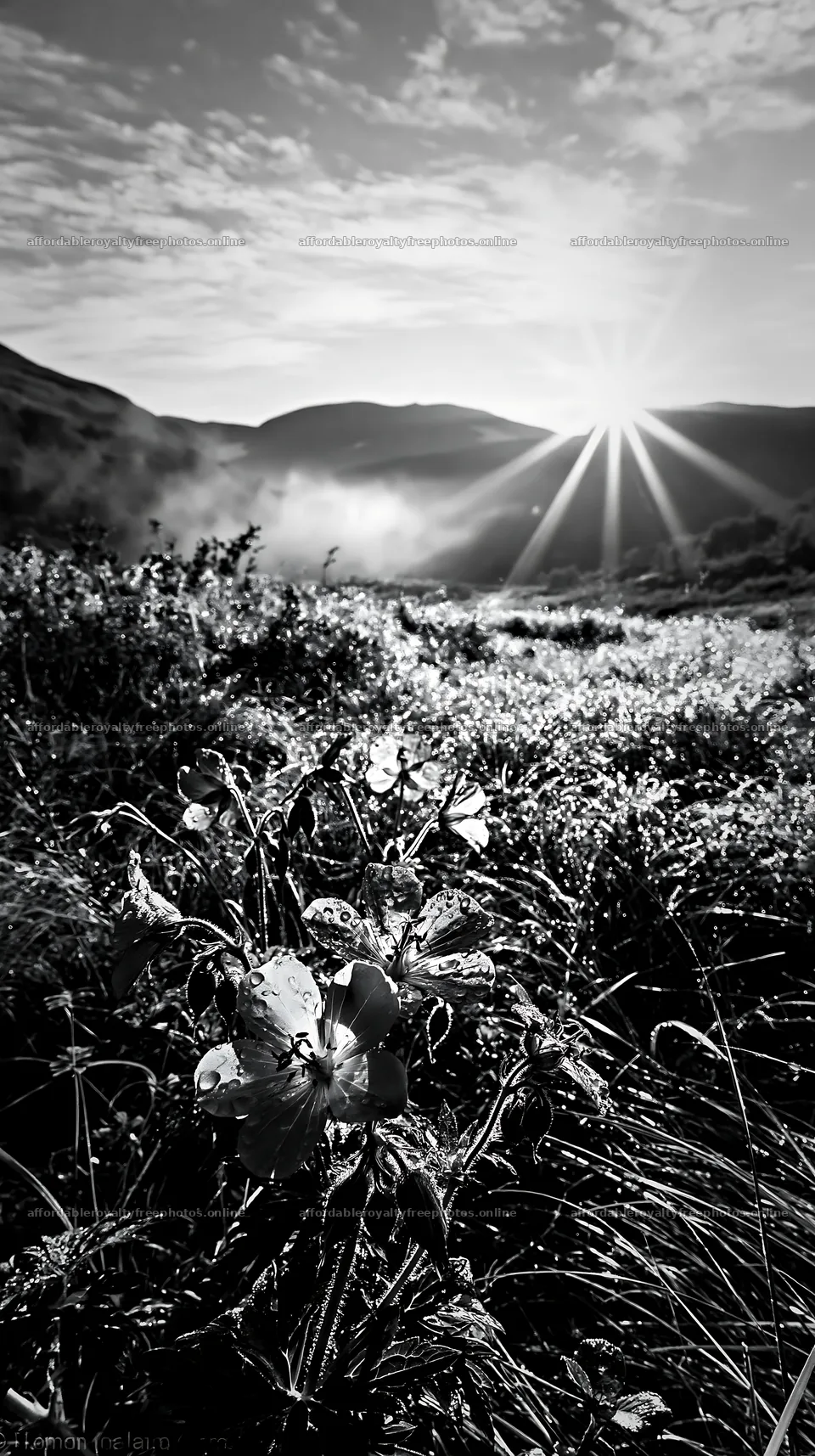 Sunbeams shining over Jotunheimen valley meadow with – royalty-free photos 5938x10608