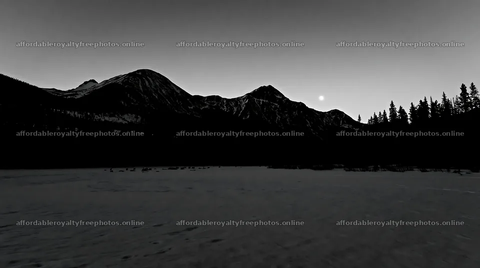 Snowy Rocky Mountain Park meadow at dusk – royalty-free photos 10608x5938