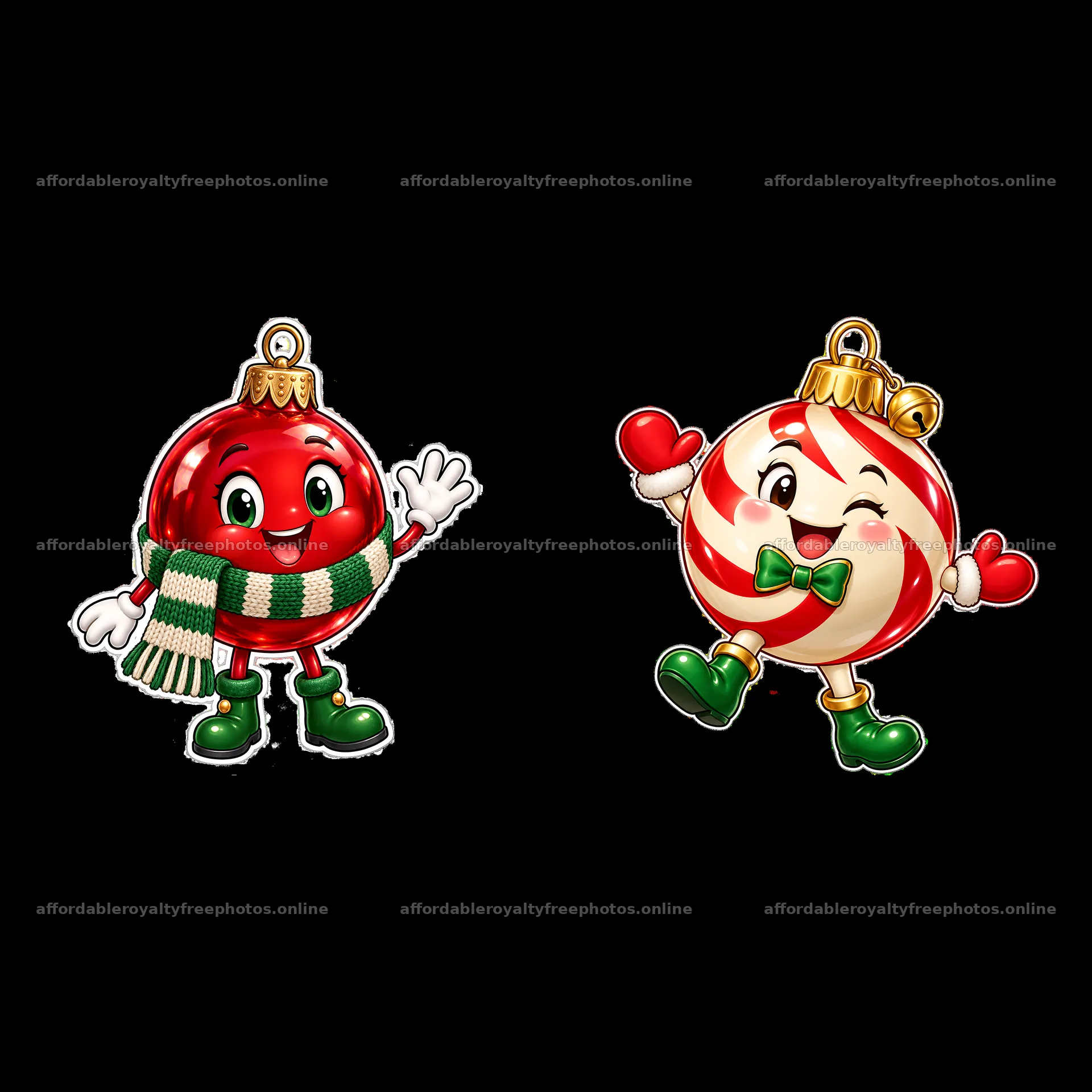 Christmas ornaments with happy expressions and cute – royalty-free photos 7746x7746