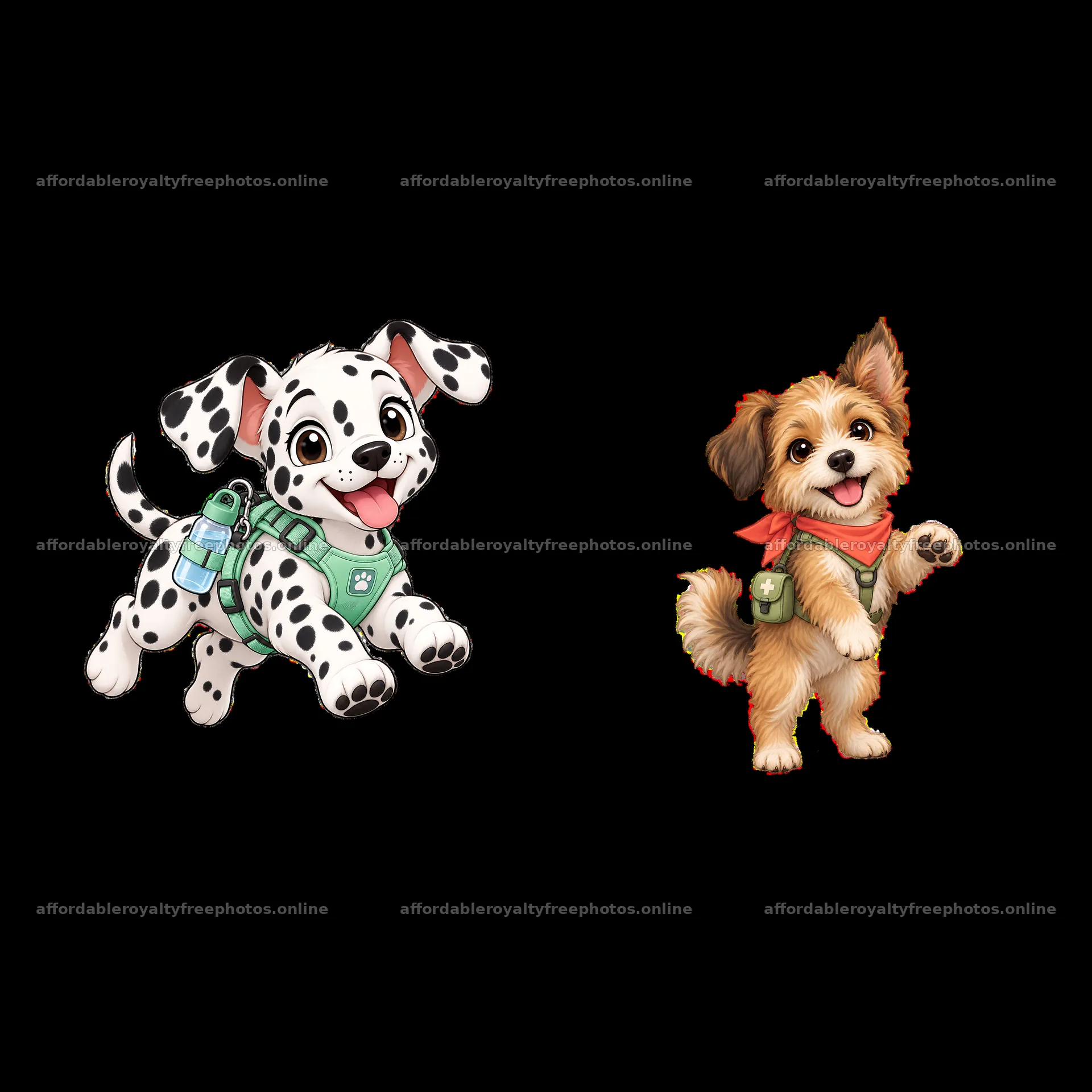 Cute K-9 dog stickers featuring happy Dalmatian and – royalty-free photos 7746x7746