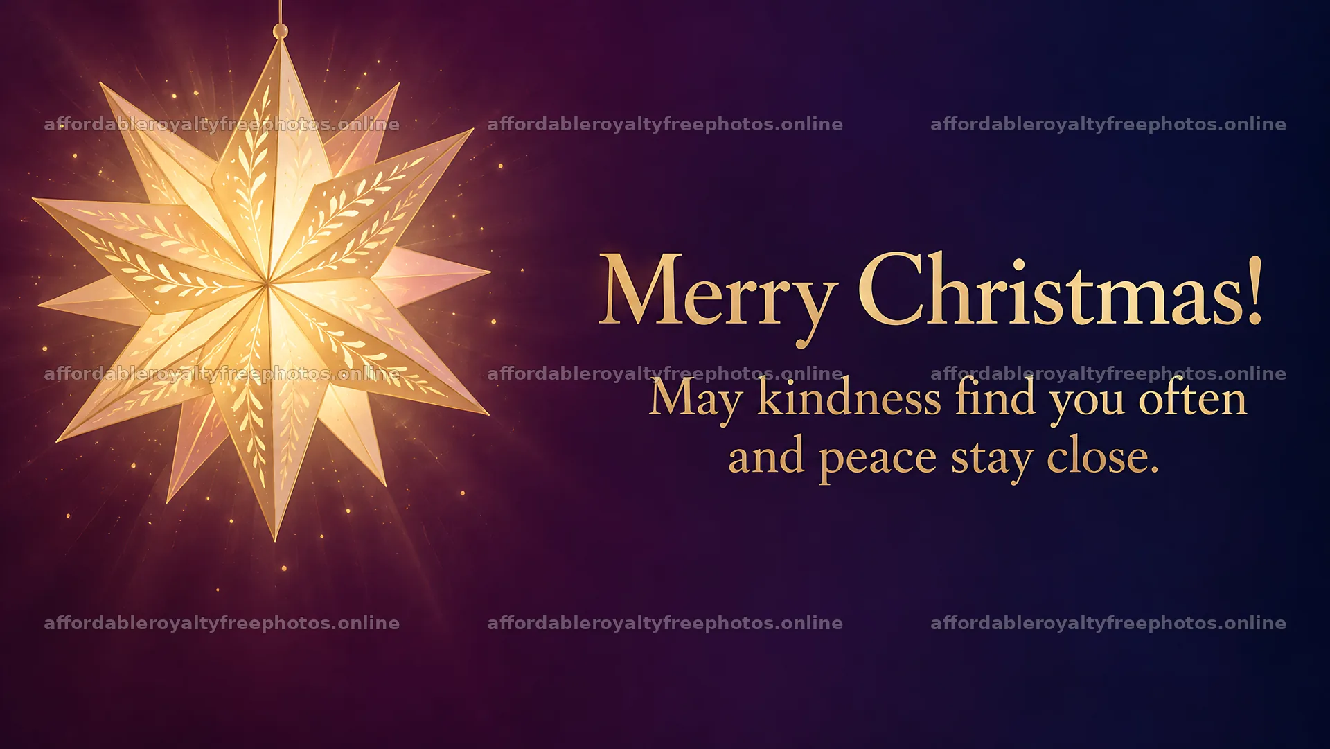 Golden Star Christmas Greeting with Message – royalty-free photos 10324x5812