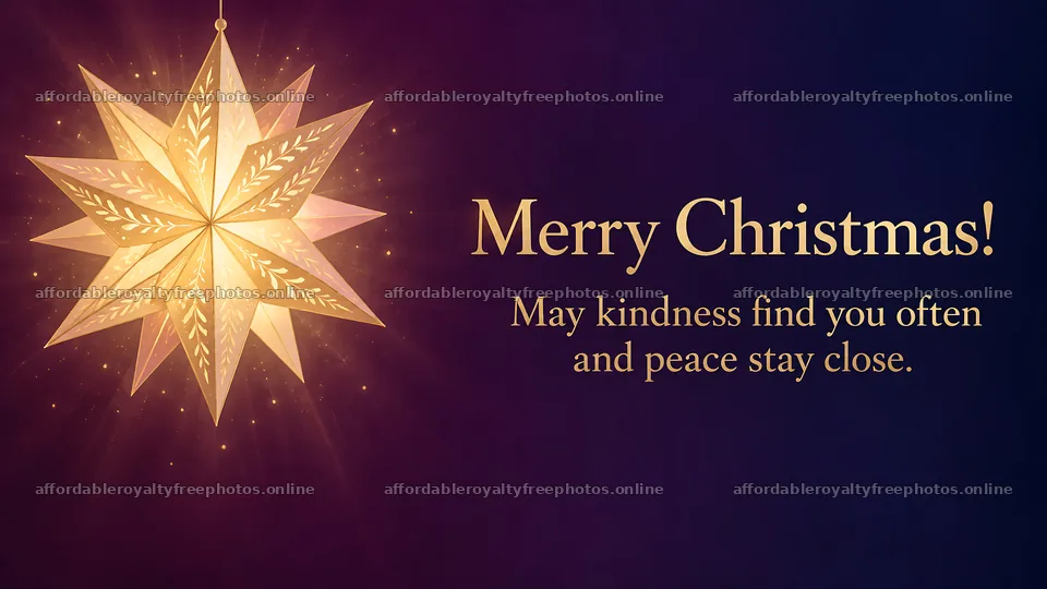 Golden Star Christmas Greeting with Message – royalty-free photos 10324x5812