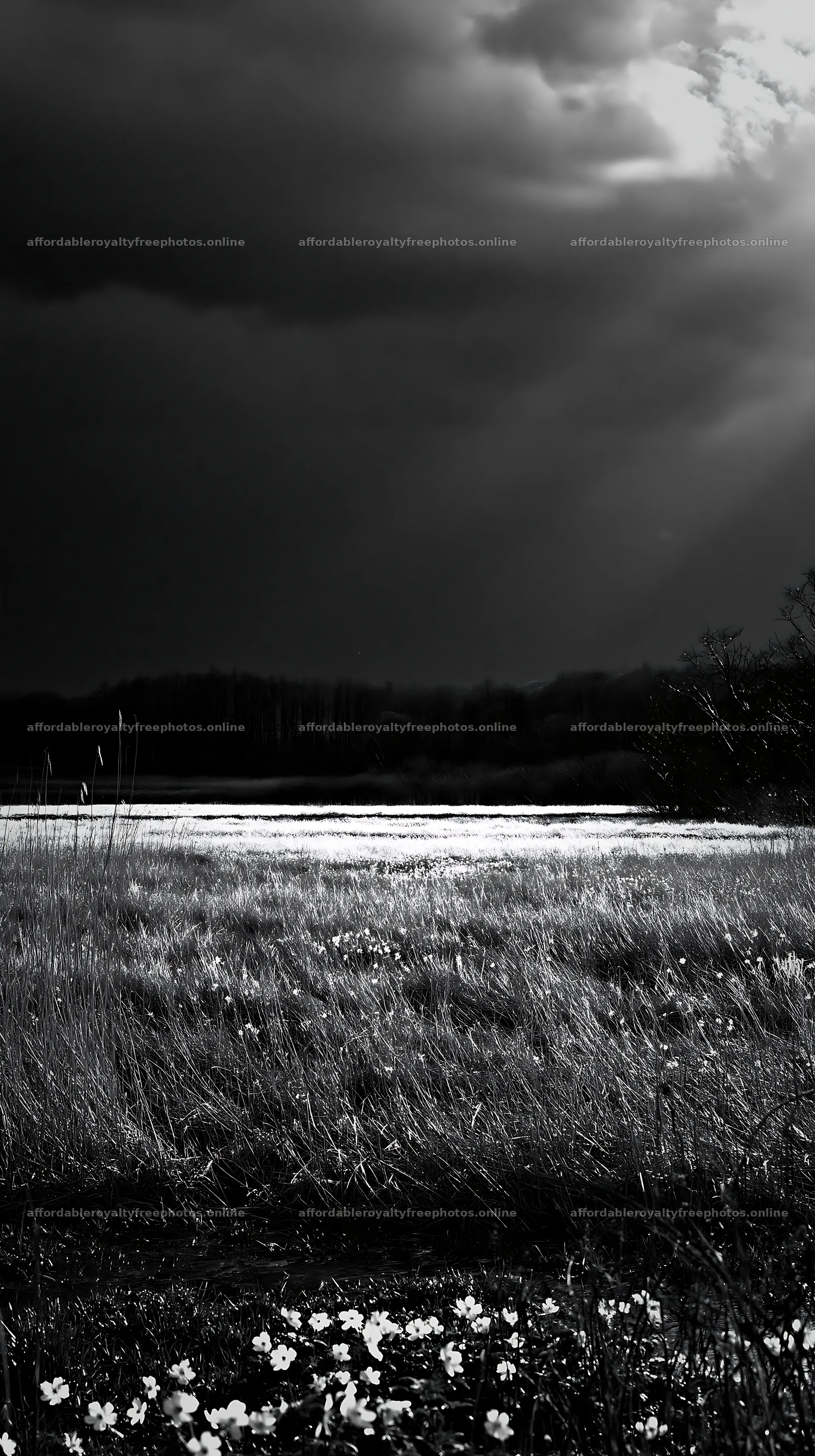 Akita snowmelt meadow with silver grasses under dark – royalty-free photos 5938x10608