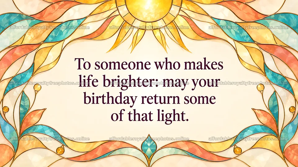 Stained Glass Birthday Greeting with Sunburst Border – royalty-free photos 10324x5812