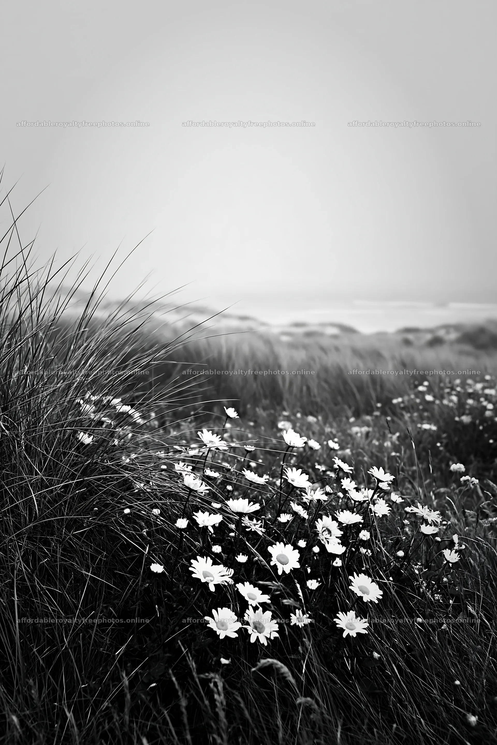 Meadow flowers on machair beach under cloudy sky – royalty-free photos 6480x9722