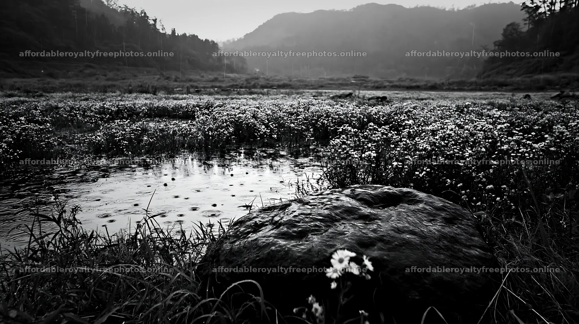 Hiroshima rainy meadow smooth rock foreground – royalty-free photos 10608x5938