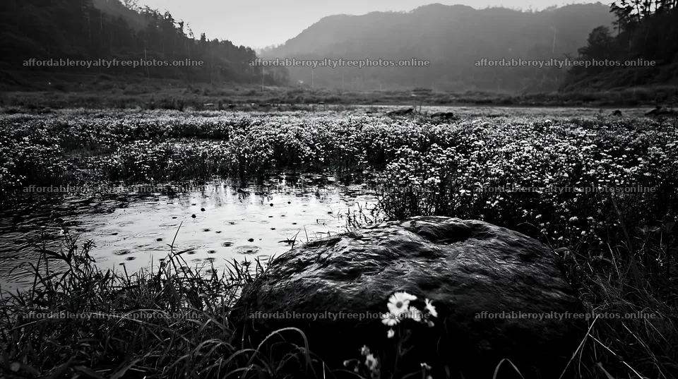 Hiroshima rainy meadow smooth rock foreground – royalty-free photos 10608x5938