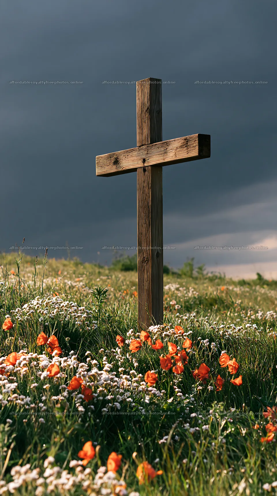 Christian cross in meadow with flowers – royalty-free photos 5938x10608