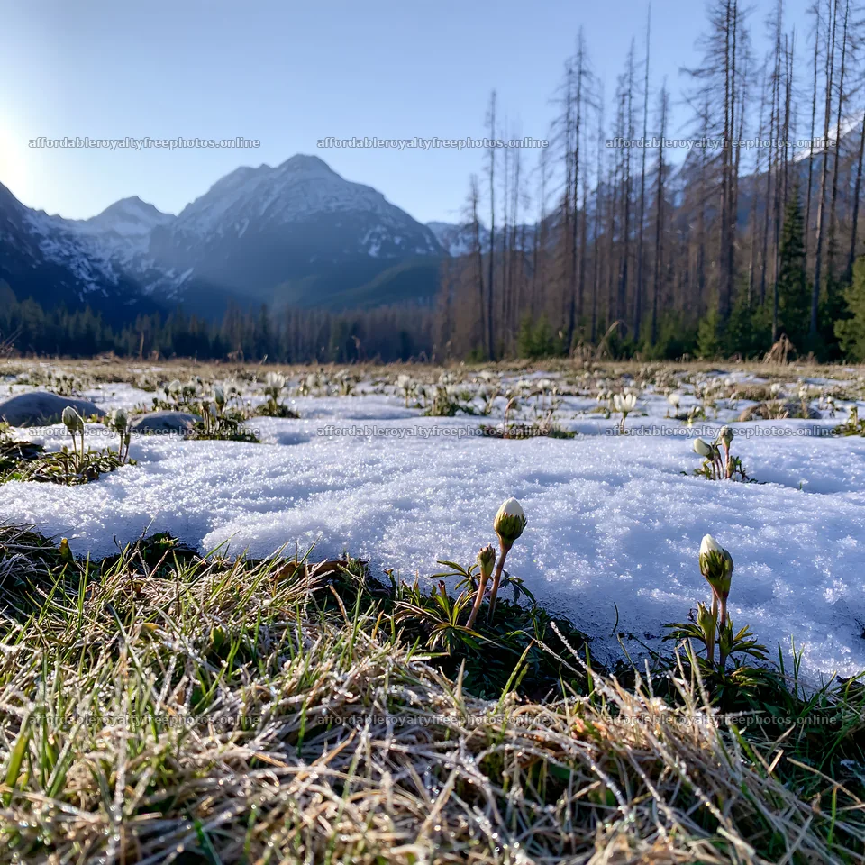 Tatra mountains meadow with spring snowmelt and budding – royalty-free photos 7938x7938