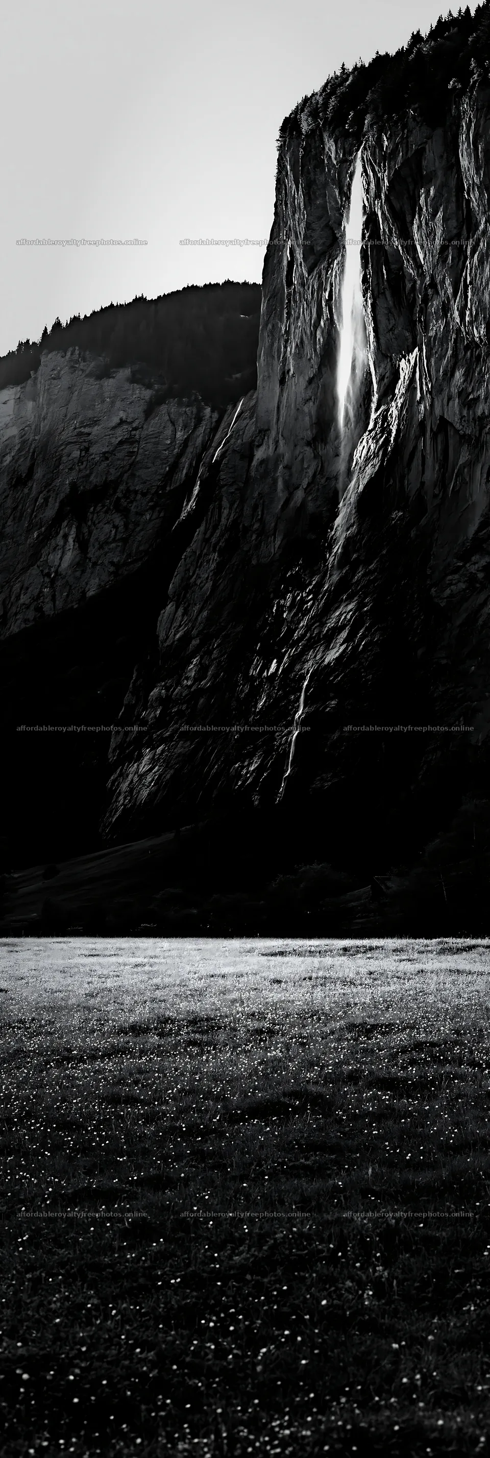Lauterbrunnen Valley light rays on meadow and waterfall – royalty-free photos 4602x13690