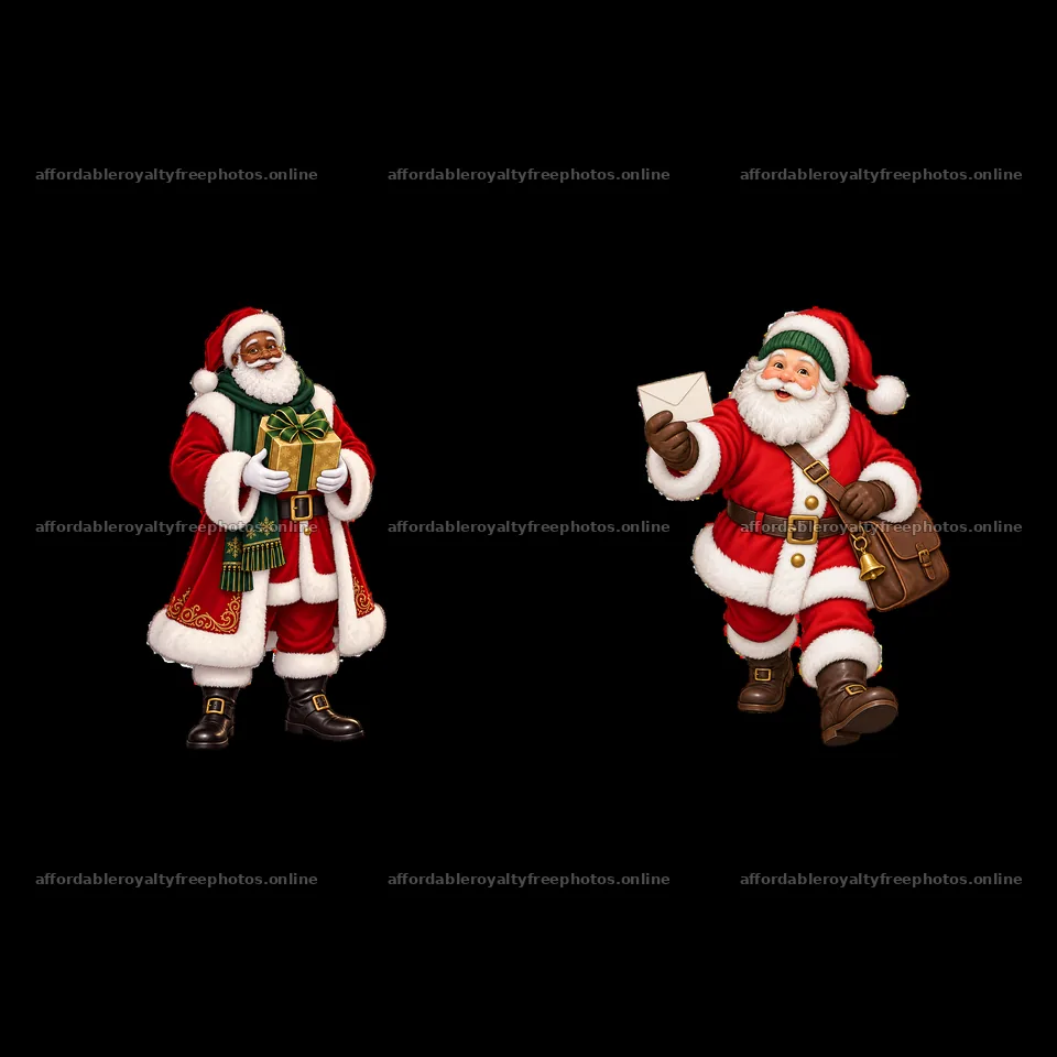Santa Claus with gift and letter in festive illustration – royalty-free photos 7746x7746