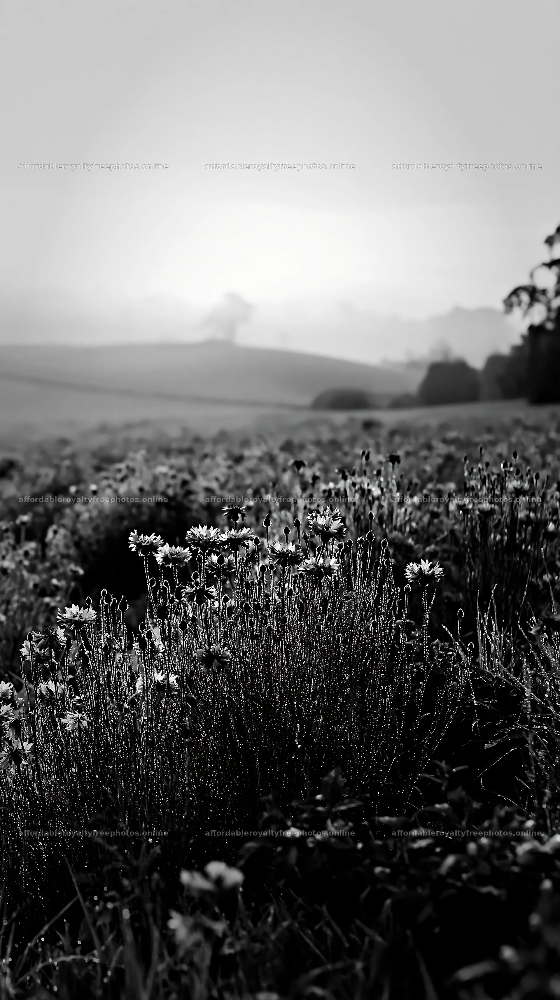 Cornflower meadow under soft morning light – royalty-free photos 5938x10608
