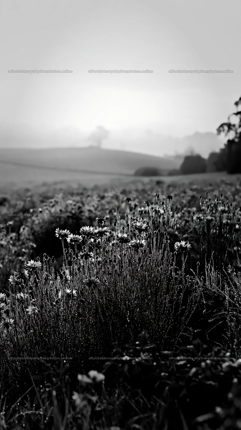 Cornflower meadow under soft morning light – royalty-free photos 5938x10608