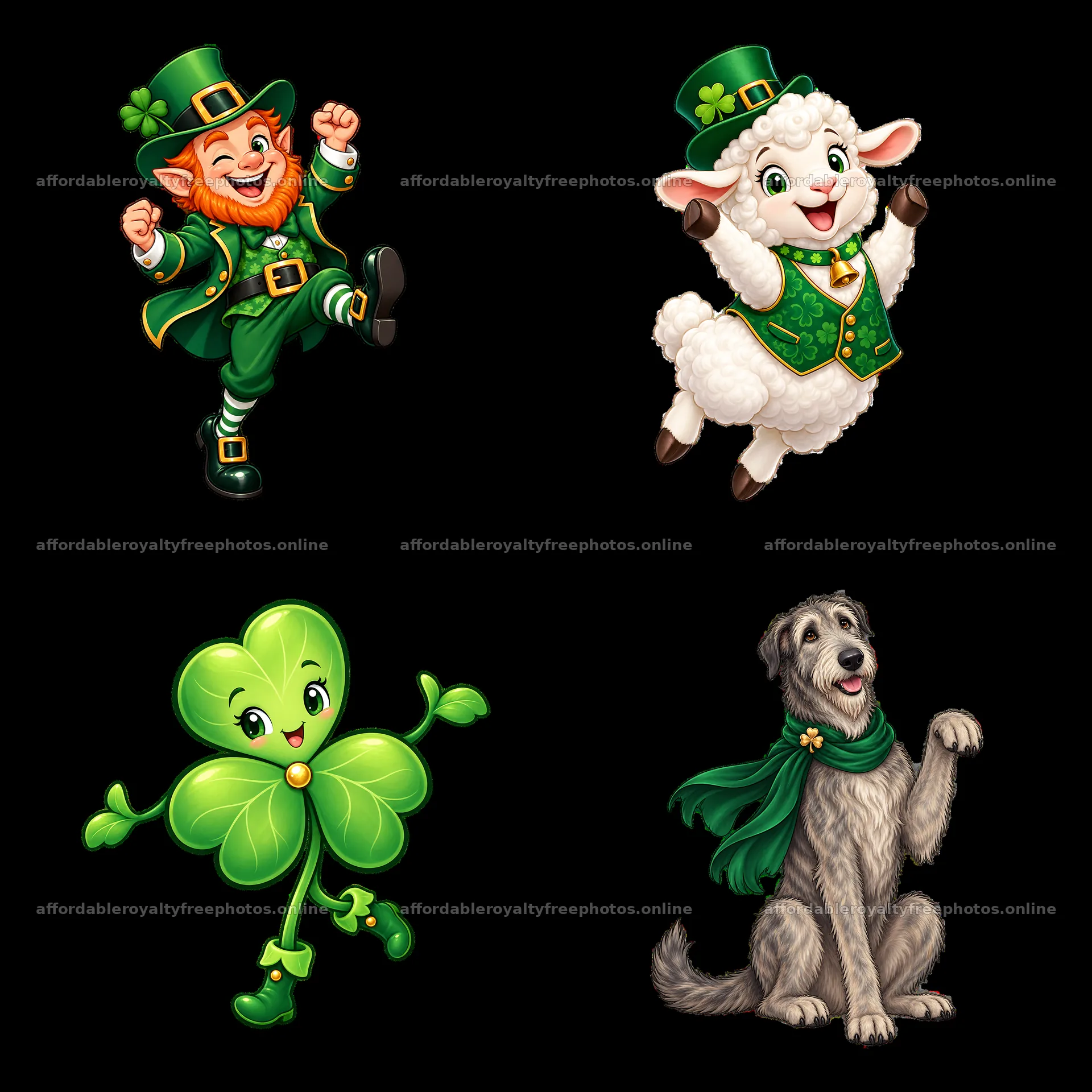 St. Patrick's Day characters with leprechaun, sheep – royalty-free photos 7746x7746