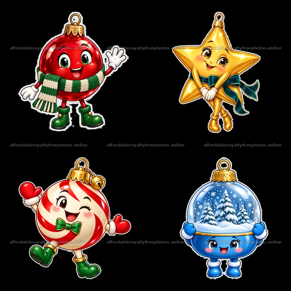 Colorful cartoon Christmas ornaments with cheerful – royalty-free photos 7746x7746