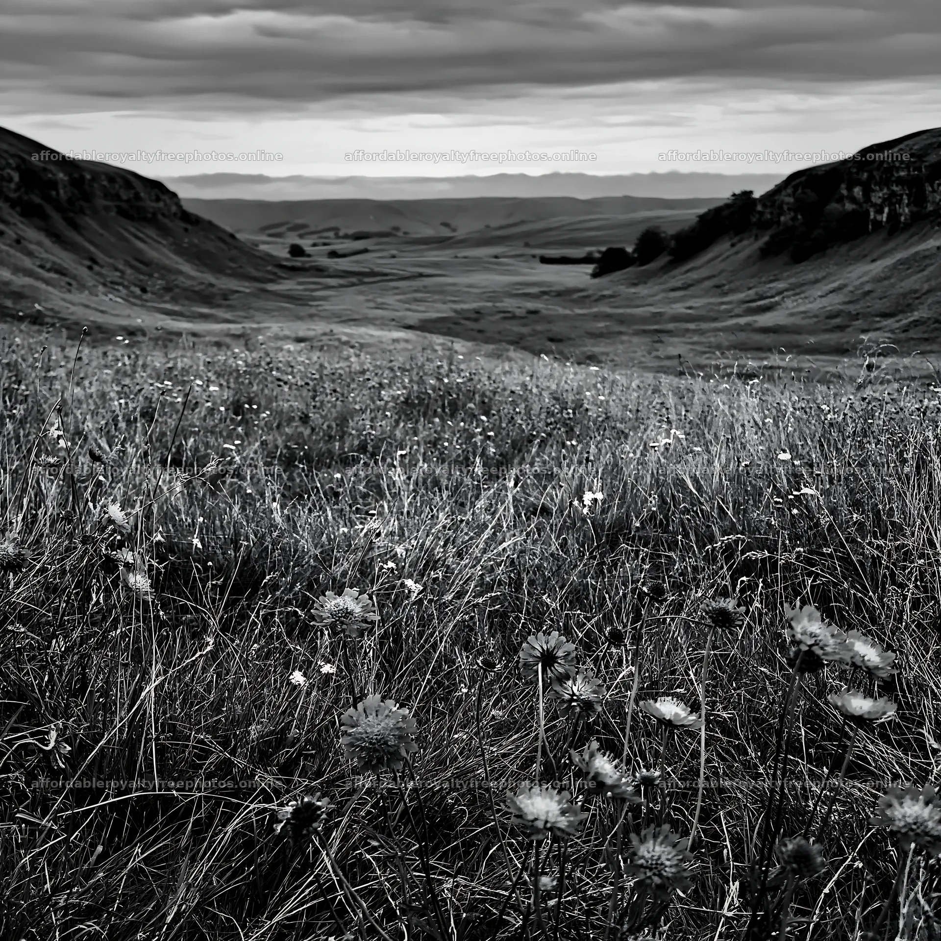 Cloudy limestone wildflower meadow landscape in the – royalty-free photos 7938x7938
