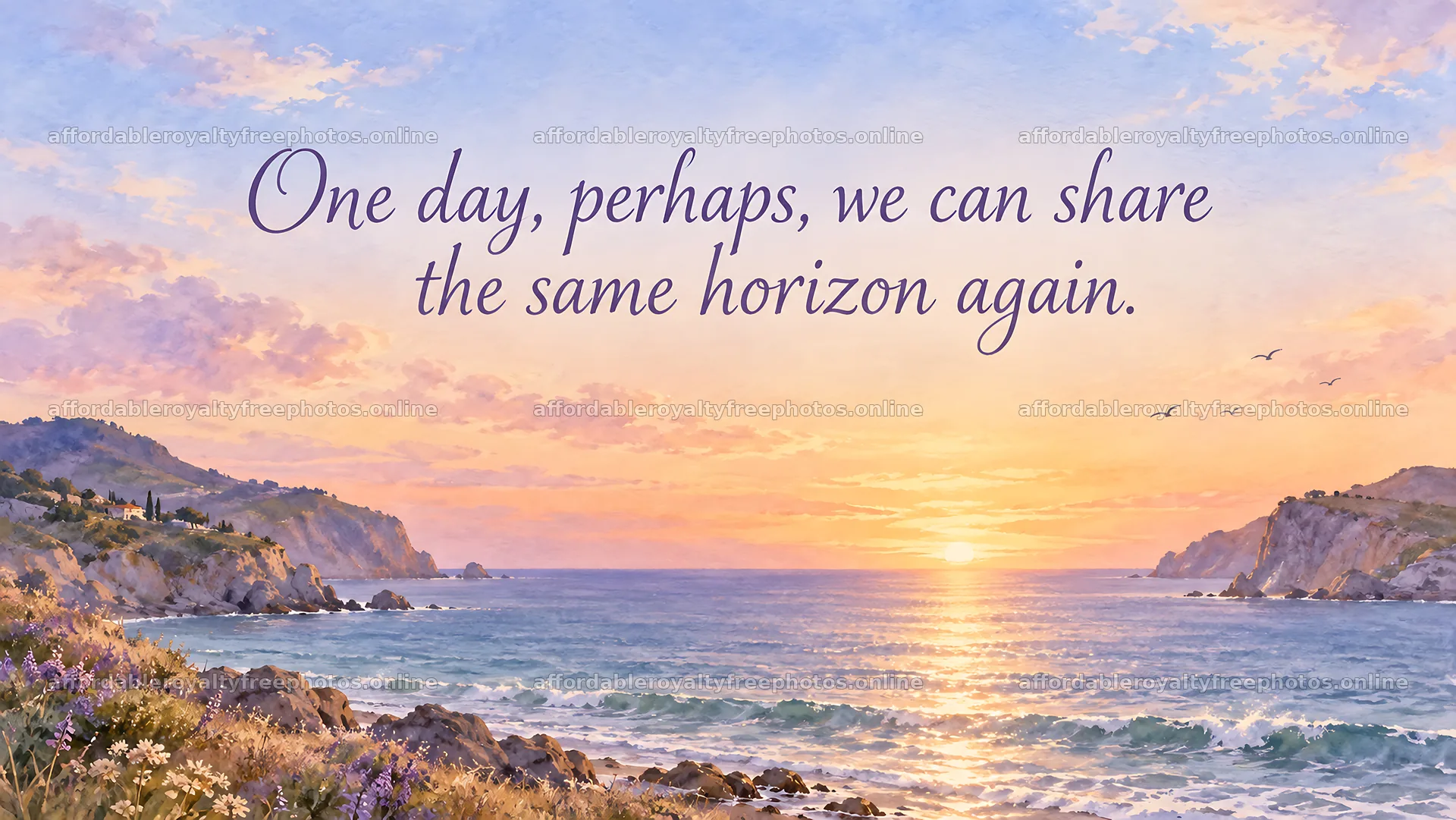 Hopeful Sunset Seascape Greeting – royalty-free photos 10324x5812