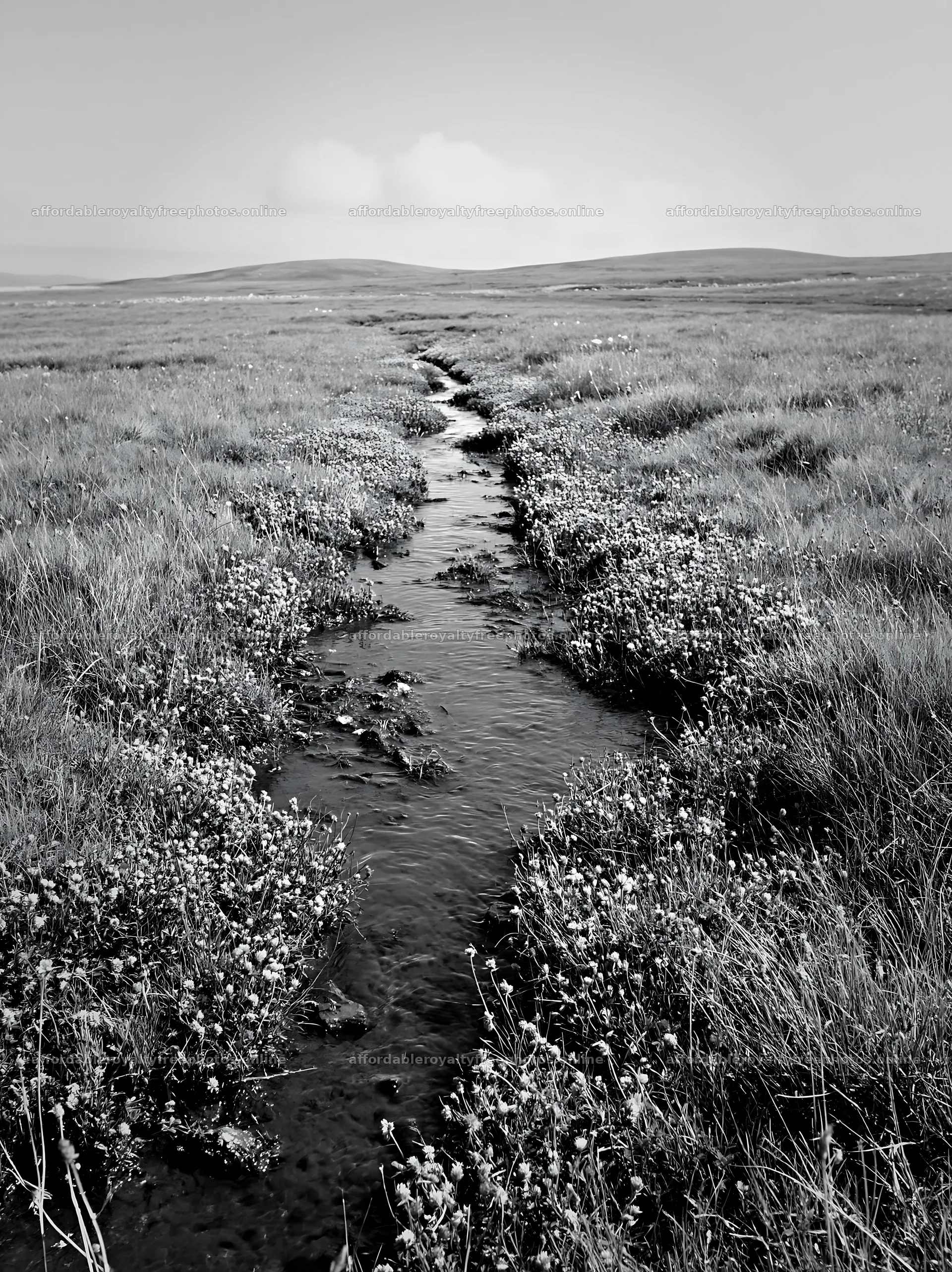 High contrast meadow with water flowing through grass – royalty-free photos 6866x9174