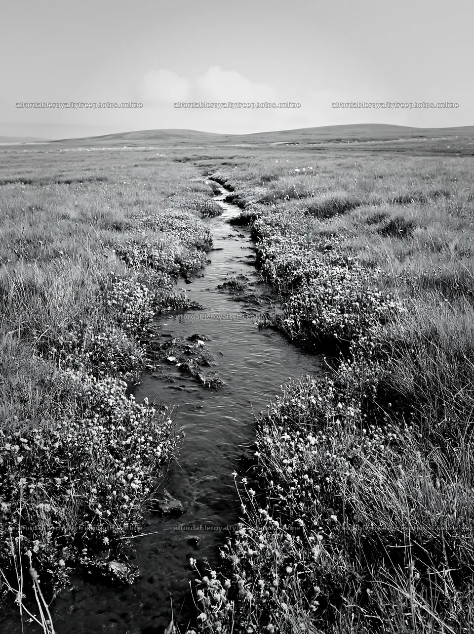 High contrast meadow with water flowing through grass – royalty-free photos 6866x9174