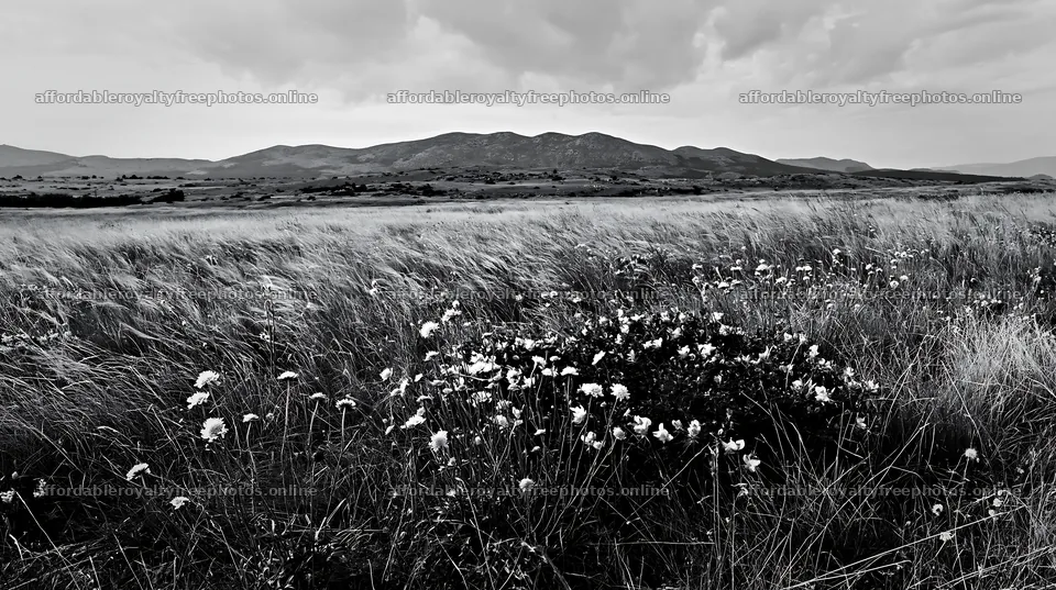 Cloudy dry limestone meadow with wildflowers in the – royalty-free photos 10608x5938
