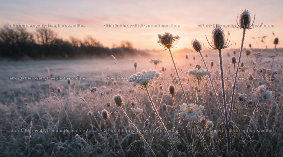 Seedhead meadow with frost and sunrise in a rural – royalty-free photos 10648x5916