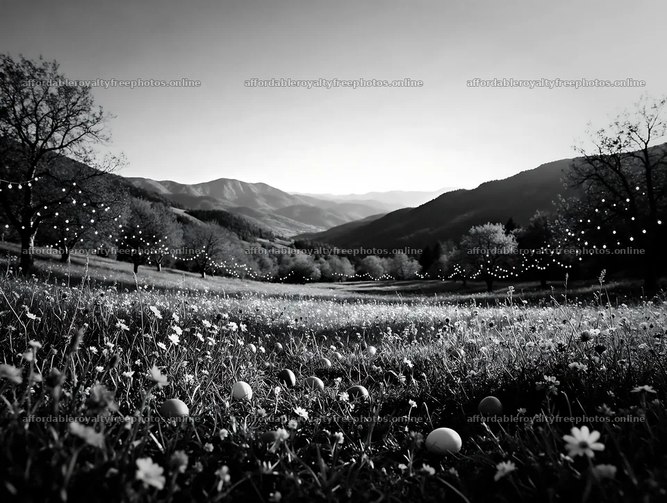 Warm Christmas lights across mountain valley meadow – royalty-free photos 9134x6898