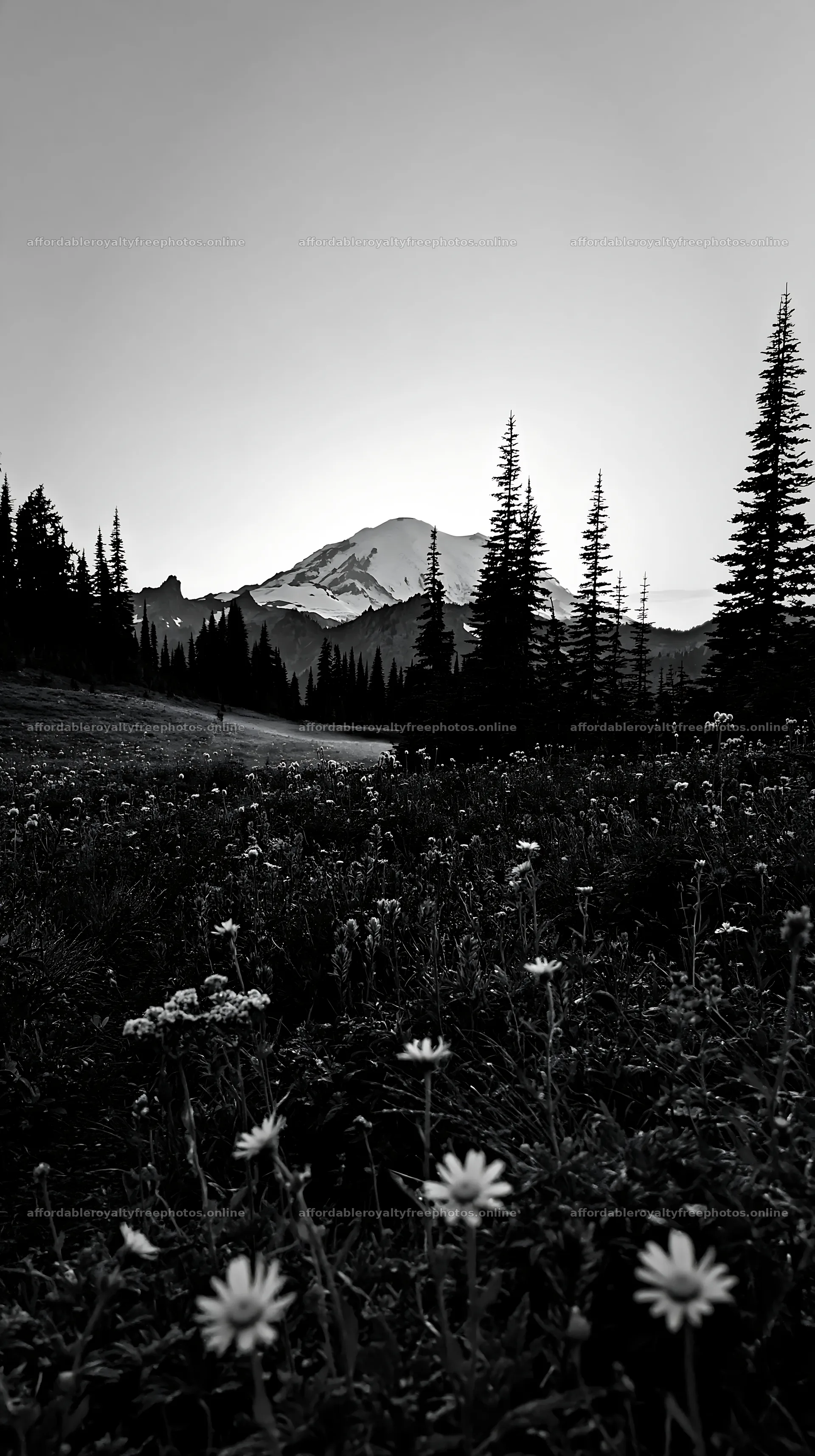 Mount Rainier wildflower meadow at sunrise – royalty-free photos 5938x10608