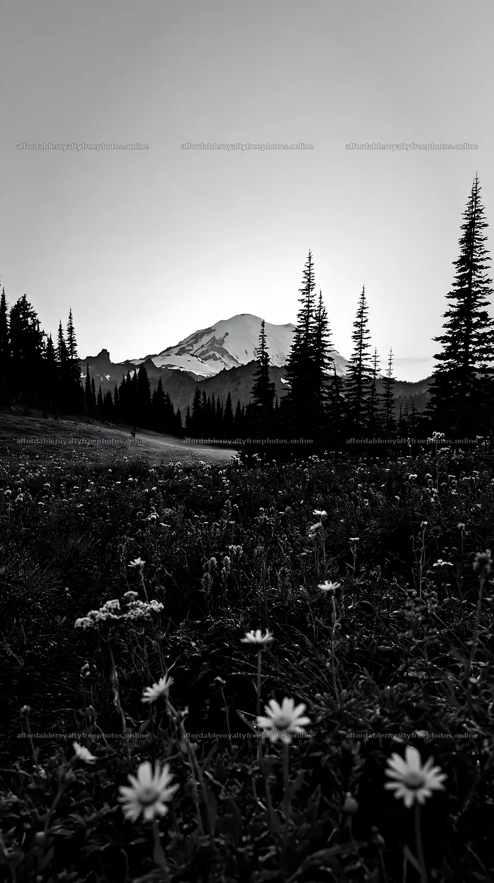 Mount Rainier wildflower meadow at sunrise – royalty-free photos 5938x10608