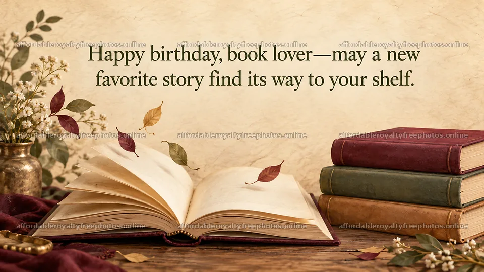 Vintage Book Lover Birthday Greeting – royalty-free photos 10324x5812
