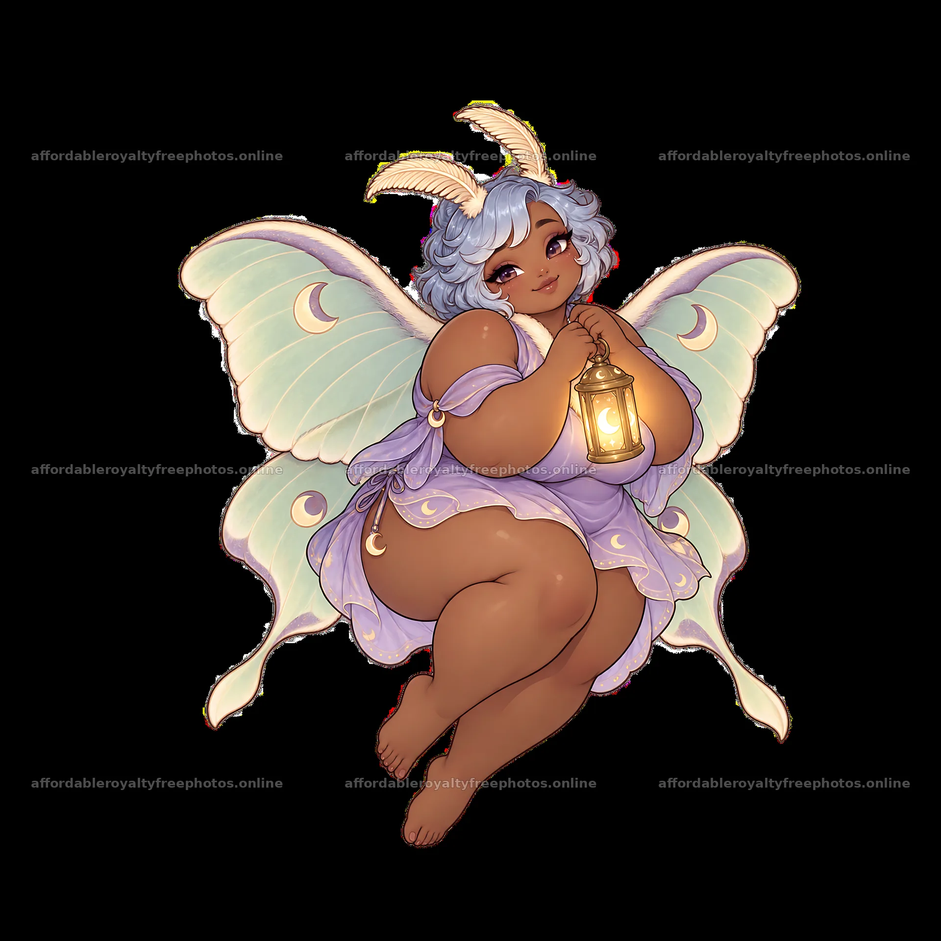 Kawaii ultra-fat fairy with lantern and large colorful – royalty-free photos 7746x7746