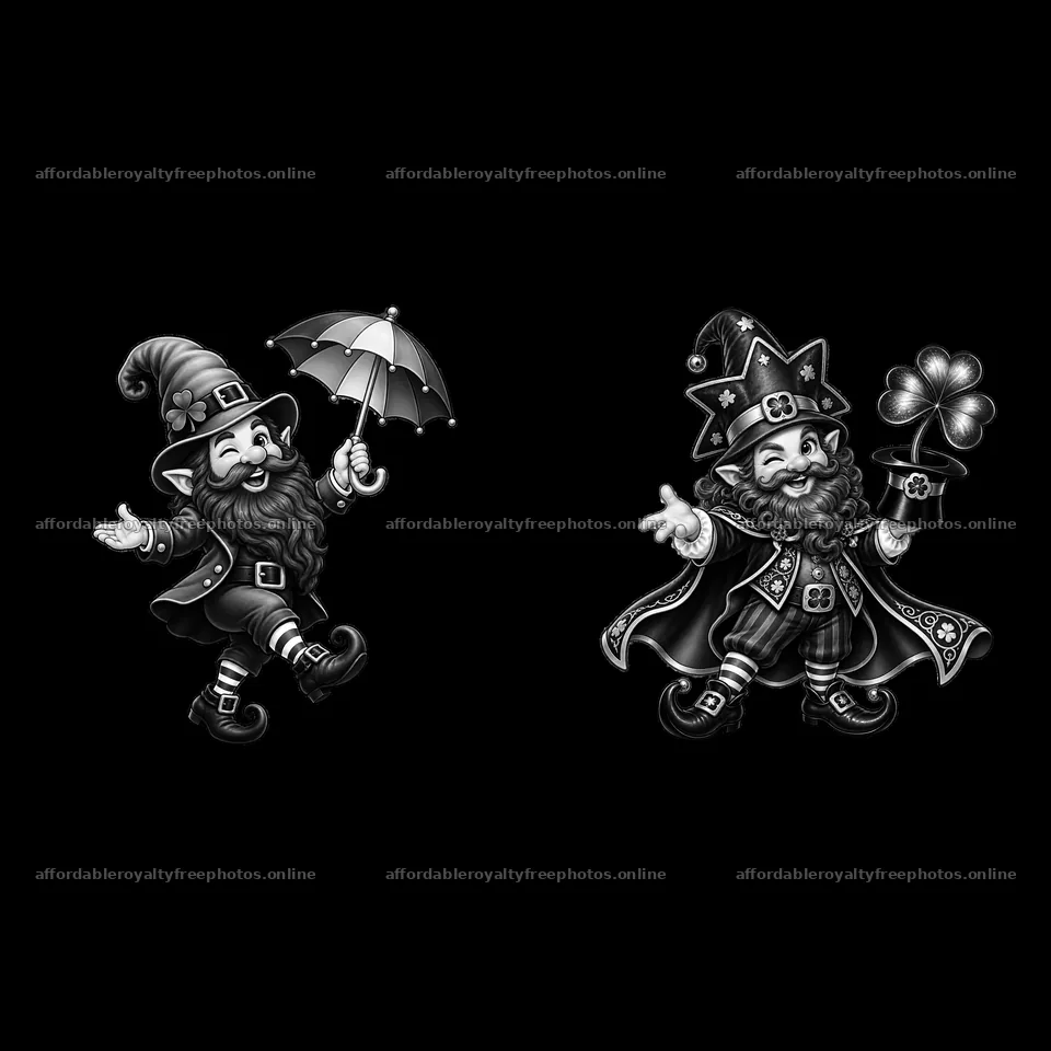 St. Patrick's Day gnome with umbrella and shamrock – royalty-free photos 7746x7746