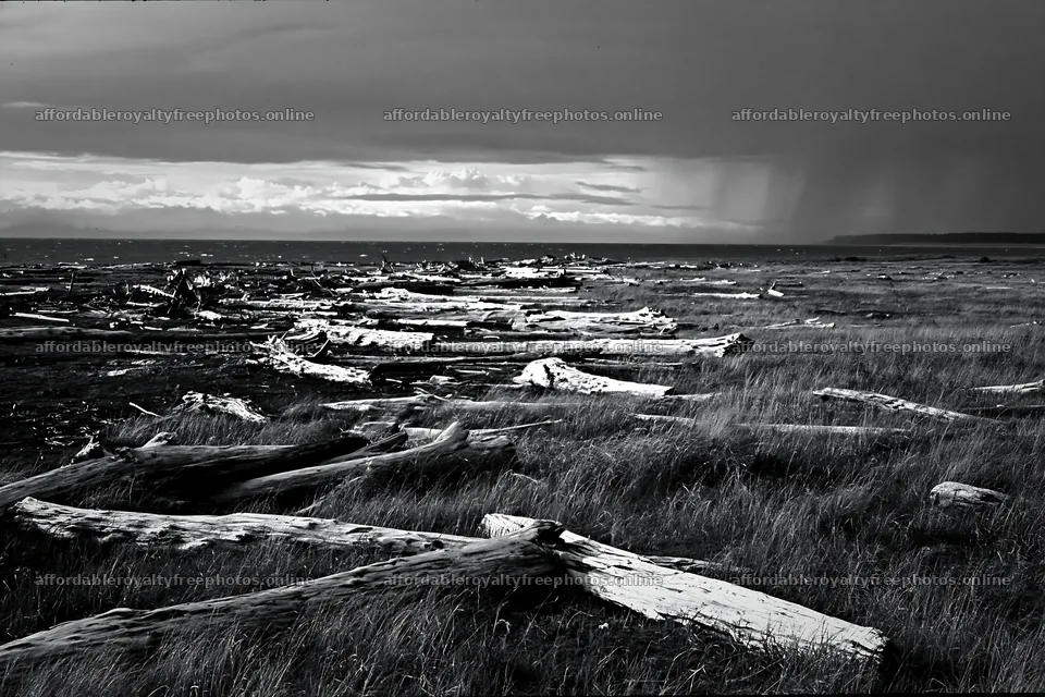Ishikawa coastal meadow storm washed driftwood along the – royalty-free photos 9722x6480