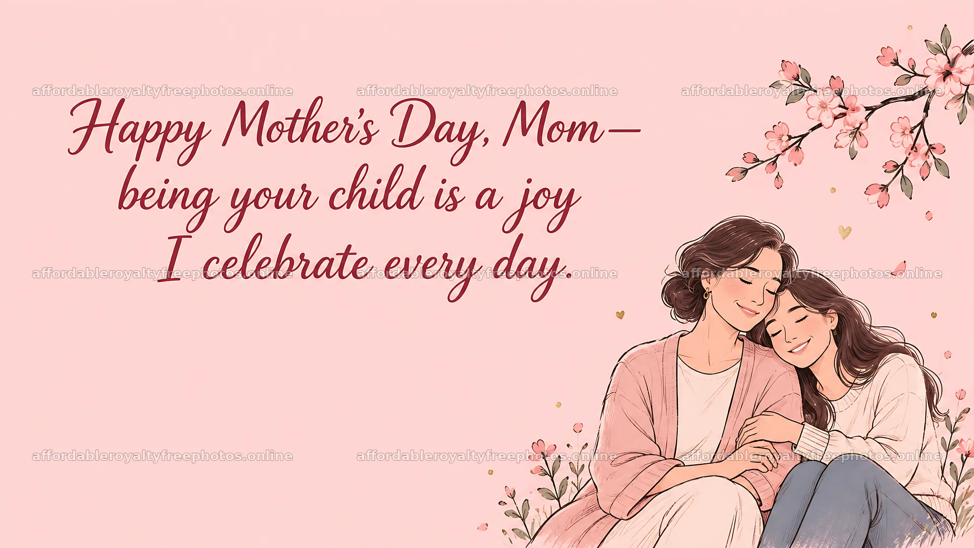 Tender Mother and Daughter Mother's Day Greeting – royalty-free photos 10324x5812