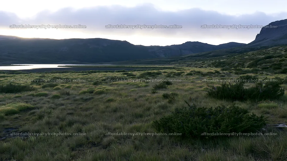 Regenerative meadow landscape under cloudy sky at sunset – royalty-free photos 10608x5938