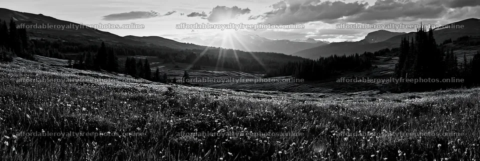 Sunshine Meadows Banff light rays create a scenic view – royalty-free photos 13690x4602