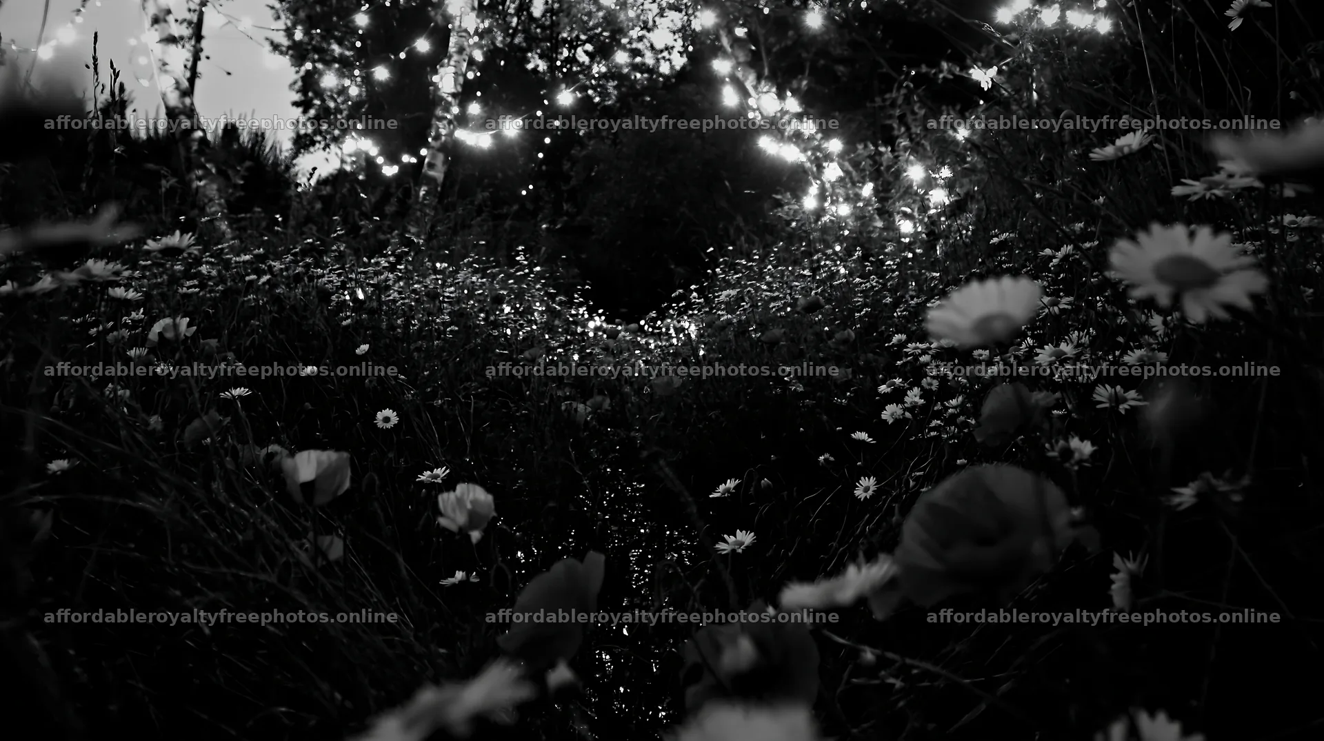 Christmas lights above stream in meadow – royalty-free photos 10608x5938