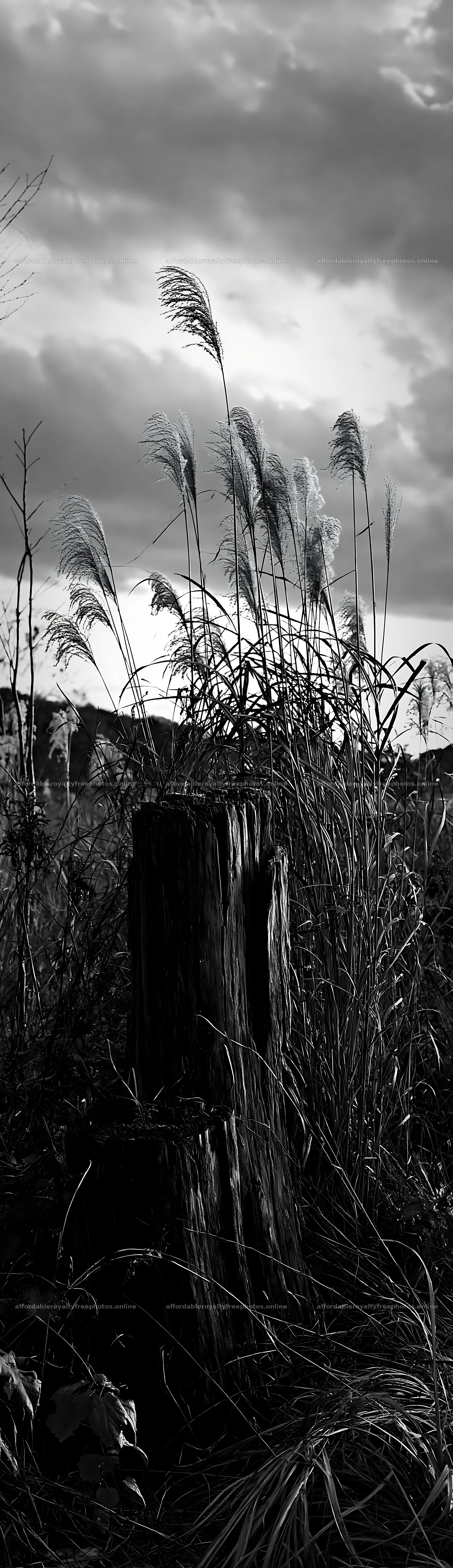 Fukushima native meadow with weathered stump – royalty-free photos 4268x14762
