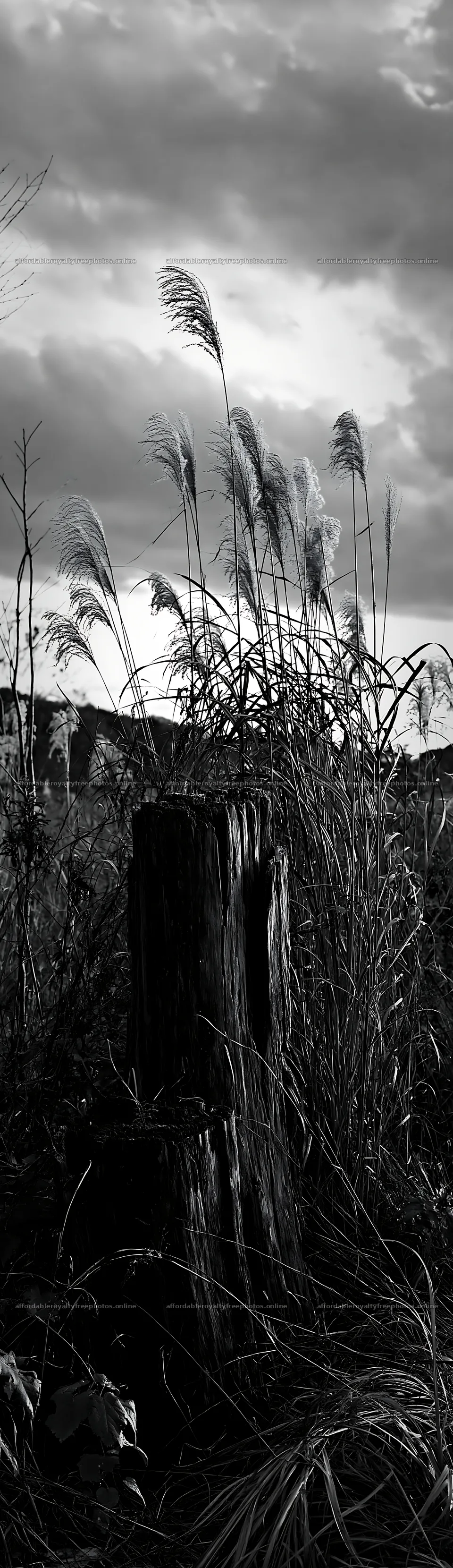 Fukushima native meadow with weathered stump – royalty-free photos 4268x14762