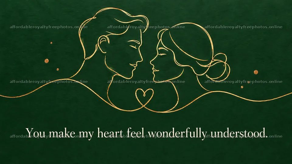 Gold line art couple with heartfelt message – royalty-free photos 10324x5812