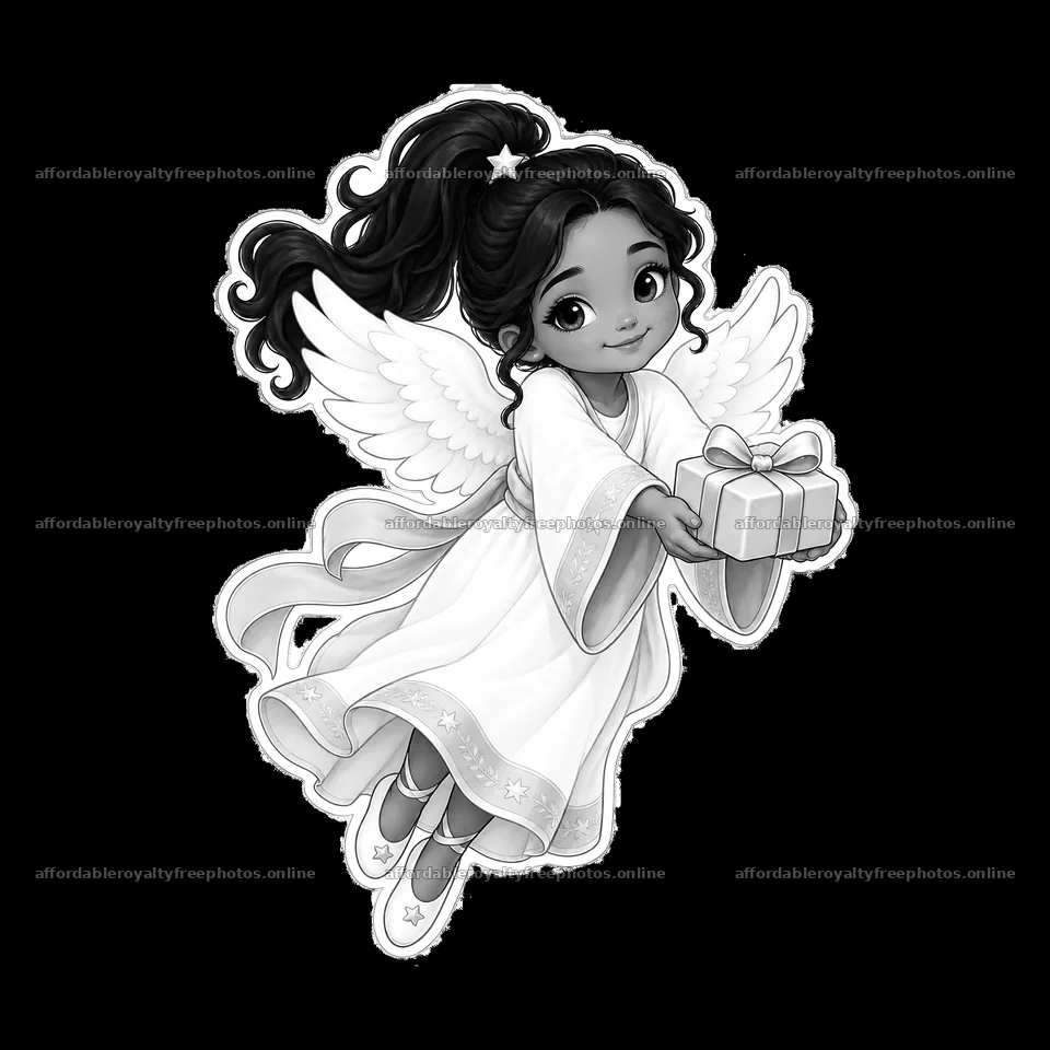 Christ Child offering a gift with angelic wings in – royalty-free photos 7746x7746