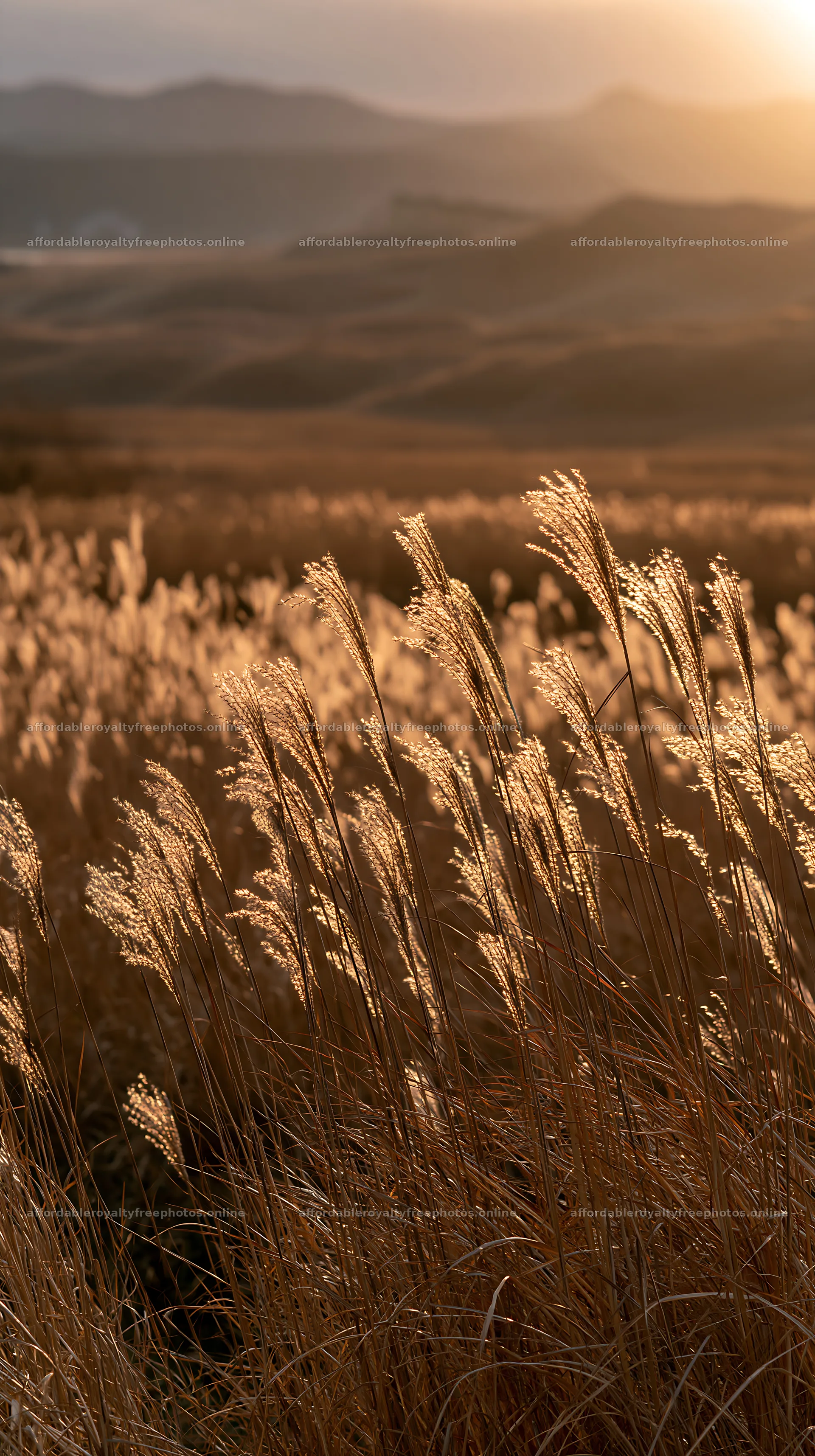Windy meadow with dune grasses in Tottori at sunset – royalty-free photos 5938x10608
