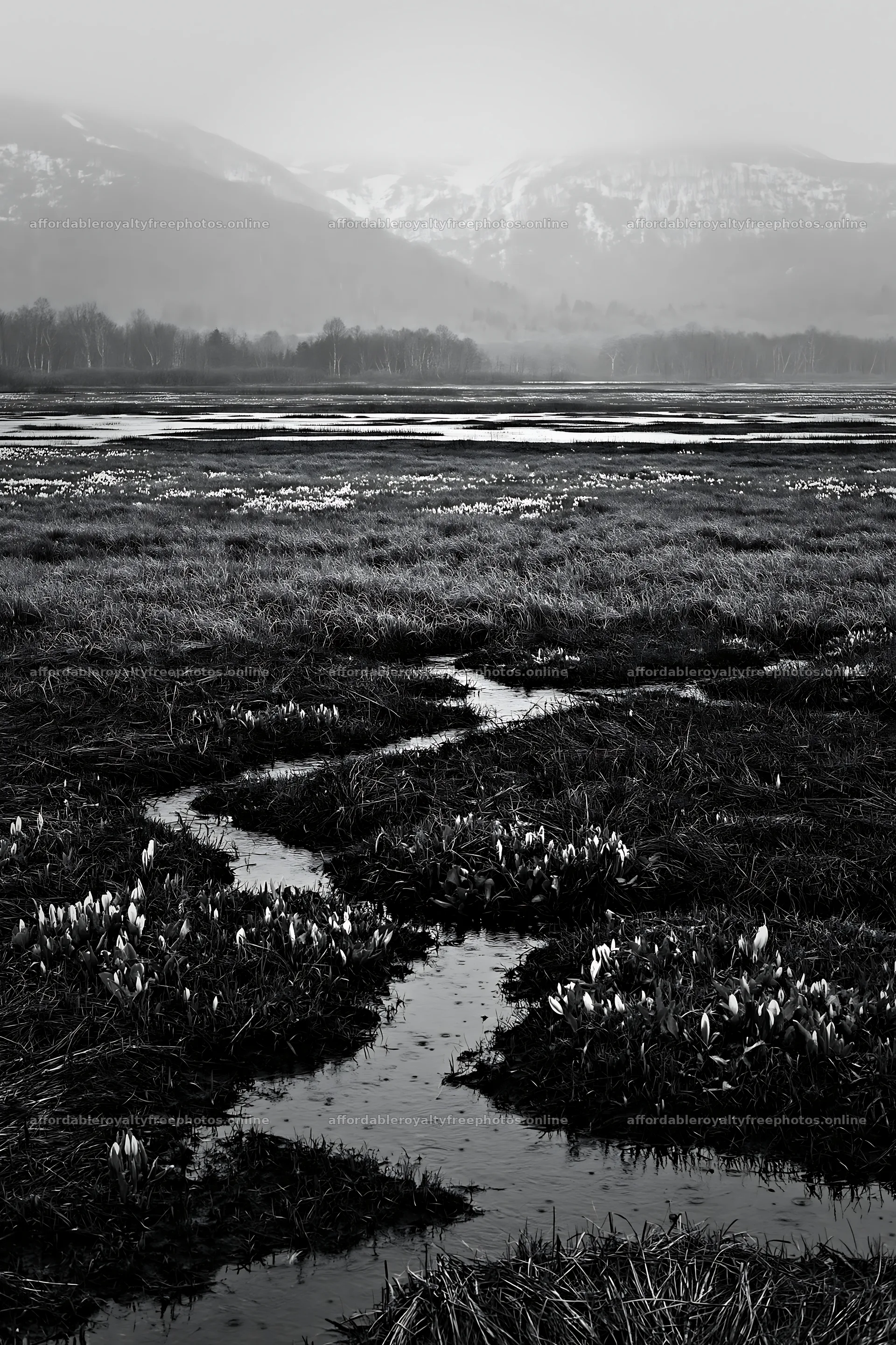 Akita snowmelt meadow with silver grasses shows spring – royalty-free photos 6480x9722