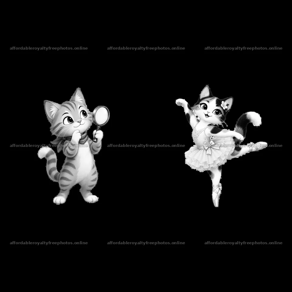 Two cartoon cats are featured – royalty-free photos 7746x7746