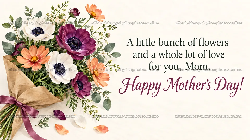 Mother's Day Bouquet Greeting Illustration – royalty-free photos 10324x5812