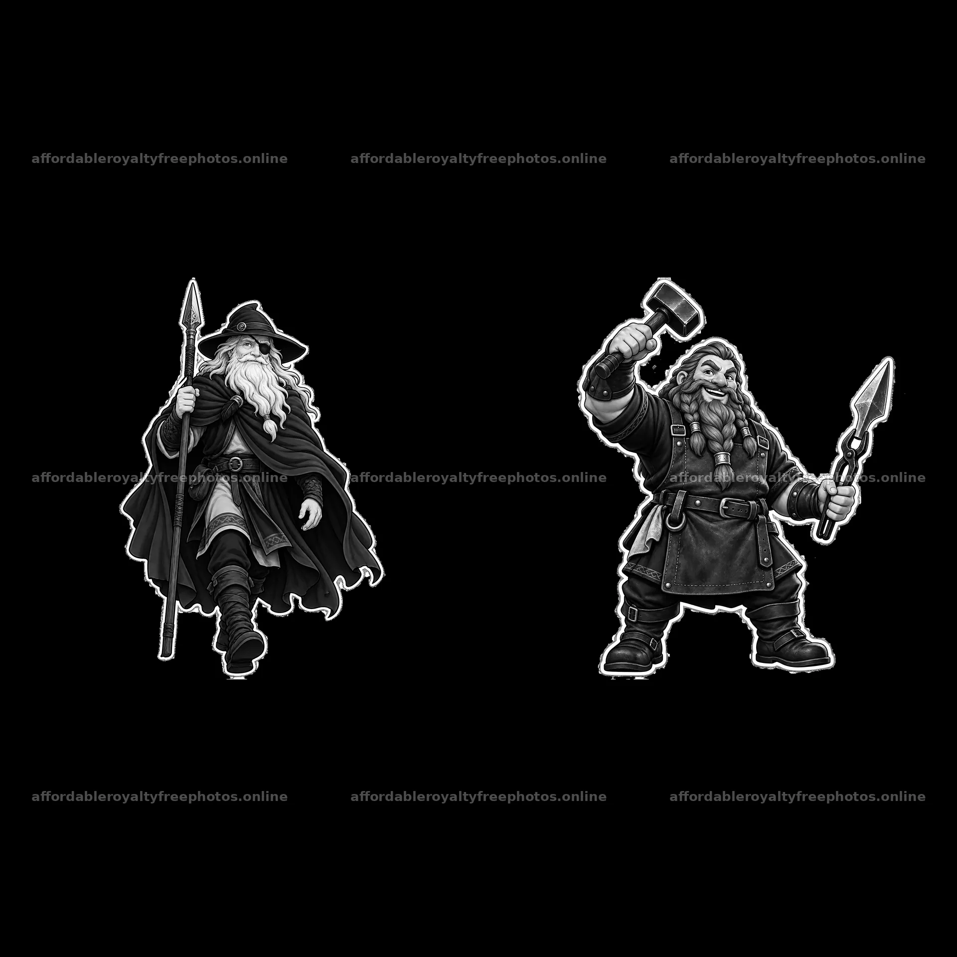 Odin the norse all-father with companion dwarf – royalty-free photos 7746x7746
