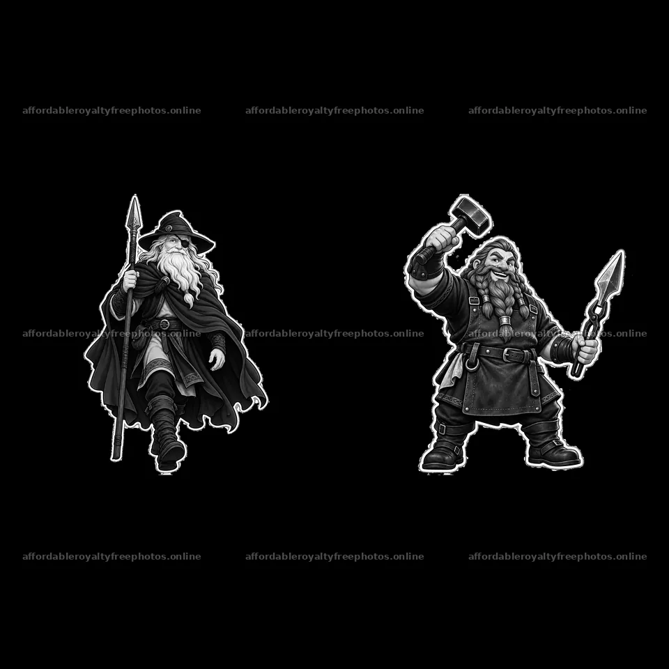 Odin the norse all-father with companion dwarf – royalty-free photos 7746x7746